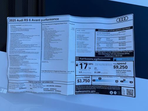 2025 Audi RS 6 Avant performance 4.0