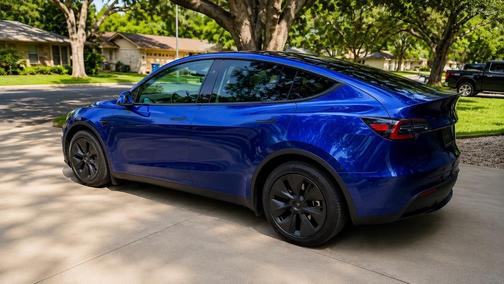 Blue 2025 Tesla Model Y Long Range AWD