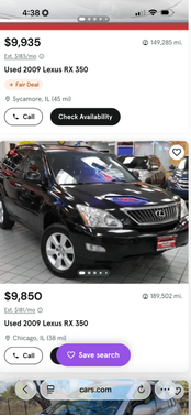 Black 2009 Lexus RX 350 Base
