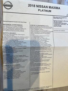 2018 Nissan Maxima 3.5 Platinum