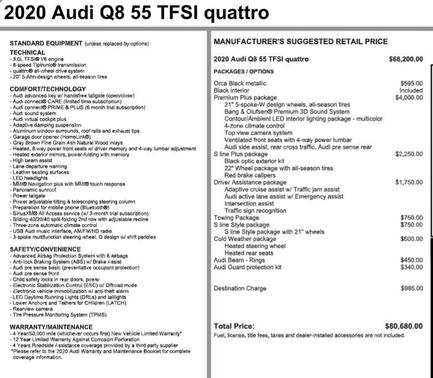 2020 Audi Q8 55 Premium Plus