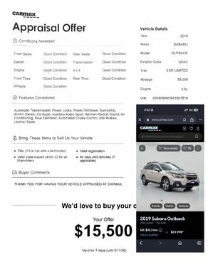 Gray 2019 Subaru Outback 3.6R Limited