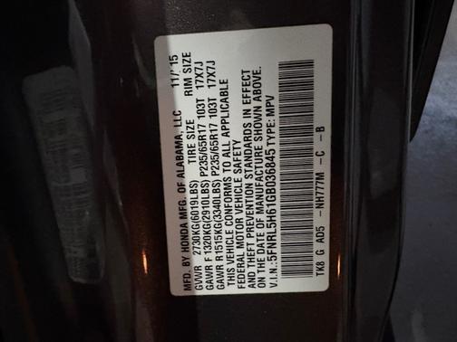 Gray 2016 Honda Odyssey EX-L