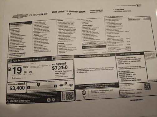 2024 Chevrolet Corvette Stingray w/2LT