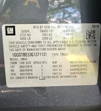 Gray 2016 Chevrolet Colorado WT