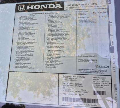 Blue 2012 Honda Civic EX-L