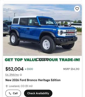 Blue 2026 Ford Bronco Heritage Edition