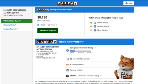 Red 2015 Jeep Compass Latitude