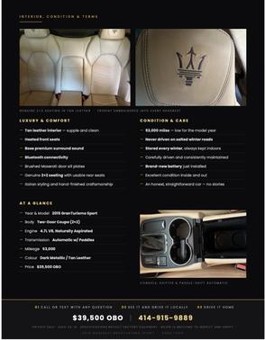 Black 2015 Maserati GranTurismo Sport