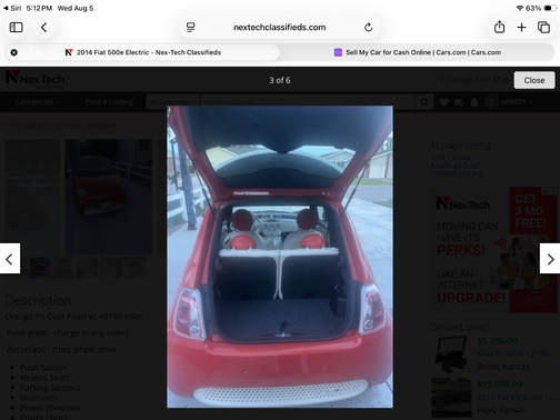 Orange 2014 FIAT 500e Battery Electric