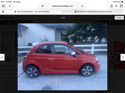 Orange 2014 FIAT 500e Battery Electric