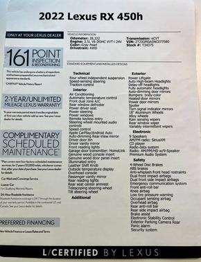 Gray 2022 Lexus RX 450h Base