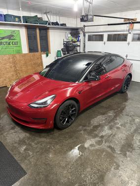 Red 2021 Tesla Model 3 Long Range