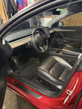 Red 2021 Tesla Model 3 Long Range