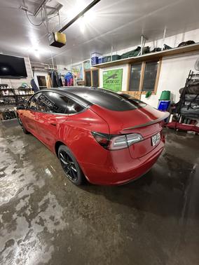 Red 2021 Tesla Model 3 Long Range