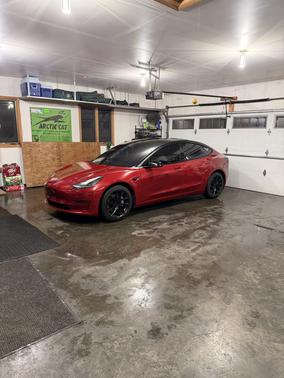 Red 2021 Tesla Model 3 Long Range