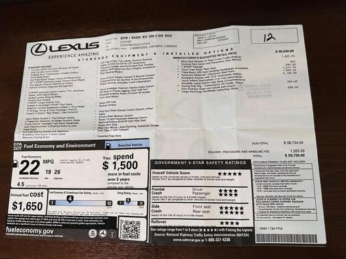 Black 2018 Lexus RX 350 F Sport