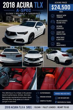 White 2018 Acura TLX V6 A-Spec