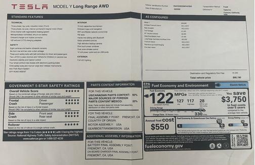 Blue 2022 Tesla Model Y Long Range
