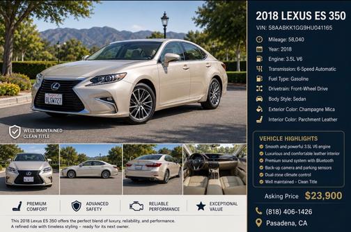 Beige 2017 Lexus ES 350 Base