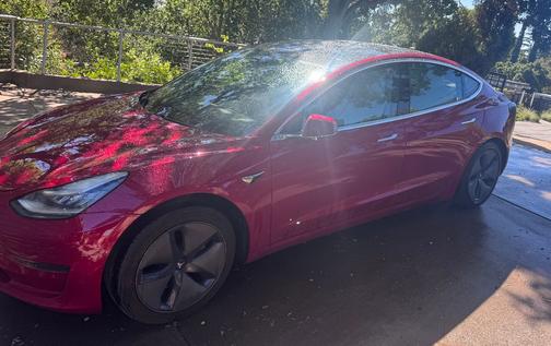 Red 2020 Tesla Model 3 Standard Range Plus