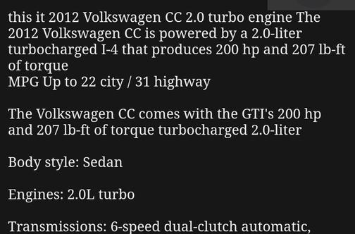 2012 Volkswagen CC Sport