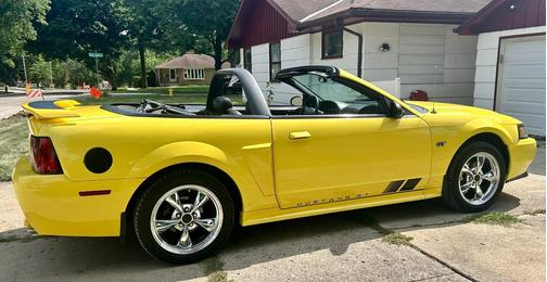 Yellow 2001 Ford Mustang GT