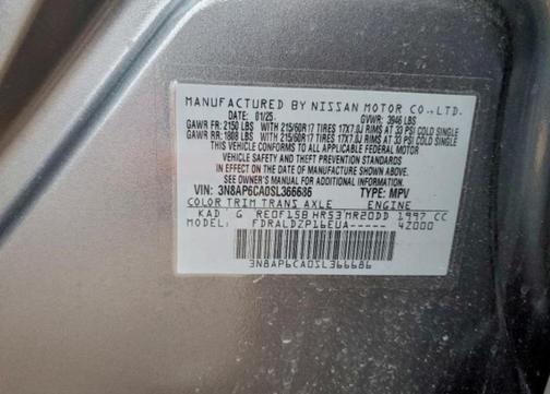 Gray 2025 Nissan Kicks SV