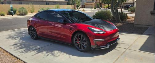 Red 2020 Tesla Model 3 Long Range