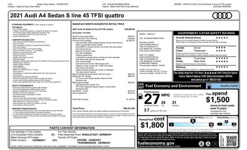 Gray 2021 Audi A4 45 S line Premium Plus