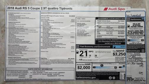 White 2018 Audi RS 5 2.9T