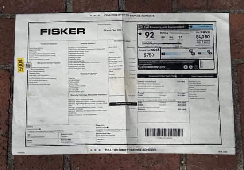 Blue 2023 Fisker Ocean One