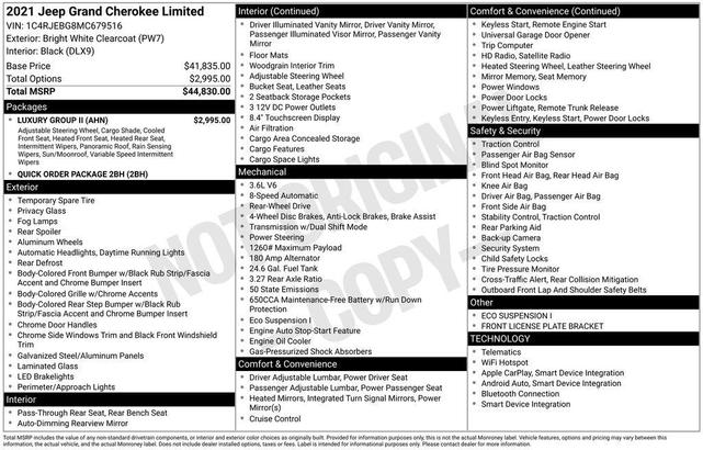 Photo of 2021 Bright White Clearcoat Jeep Grand Cherokee