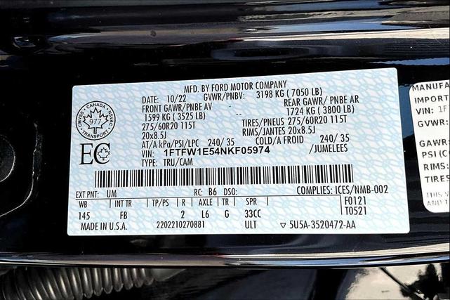Photo of 2022 Agate Black Metallic Ford F-150