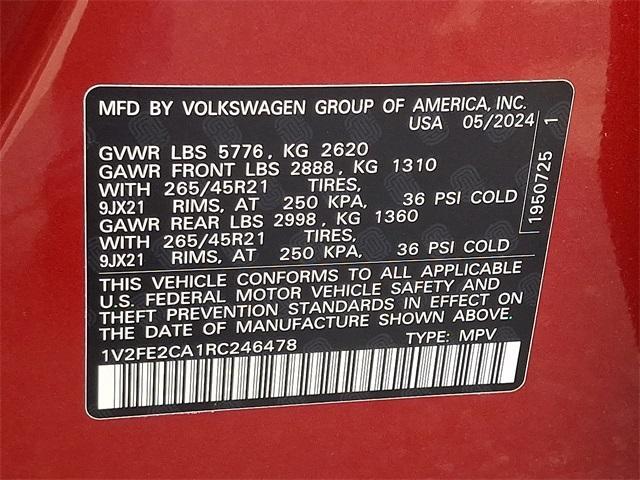 Photo of 2024 Aurora Red Metallic Volkswagen Atlas Cross Sport