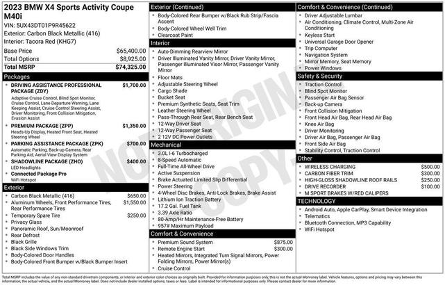 Photo of 2023 Carbon Black Metallic BMW X4