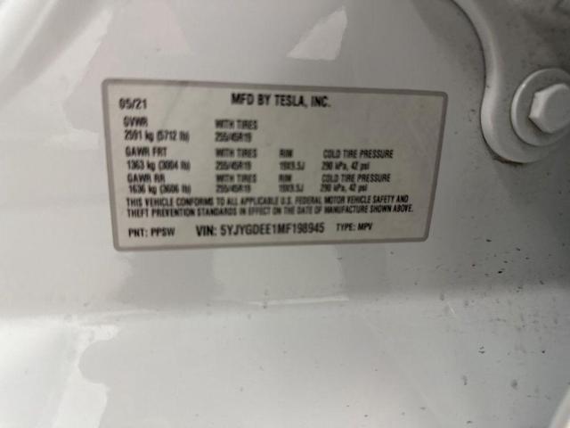 Photo of 2021 White Tesla Model Y
