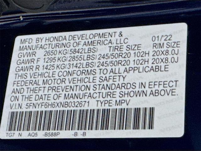 Photo of 2022 Blue Honda Pilot