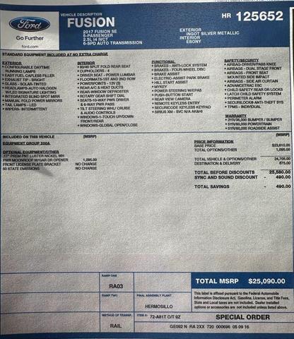 Photo of 2017 Ingot Silver Ford Fusion