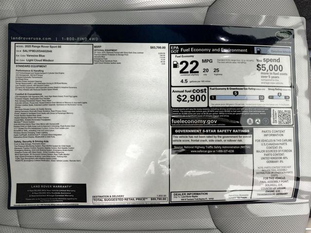 Photo of 2025 Varesine Blue Metallic Land Rover Range Rover Sport