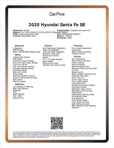 Photo of 2020 Shimmering Silver Pearl Hyundai SANTA FE