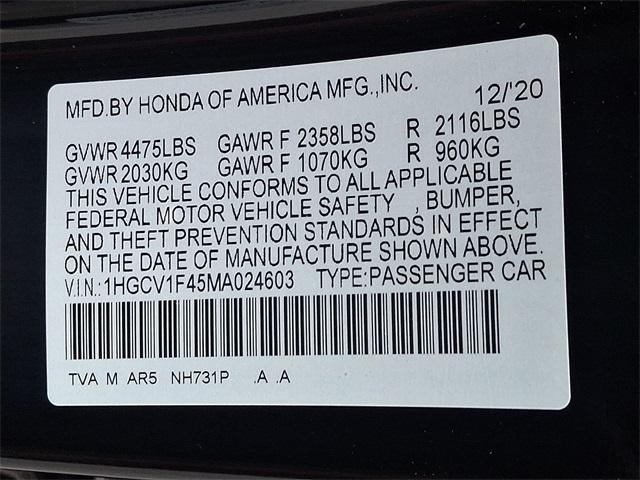 Photo of 2021 Crystal Black Pearl Honda Accord
