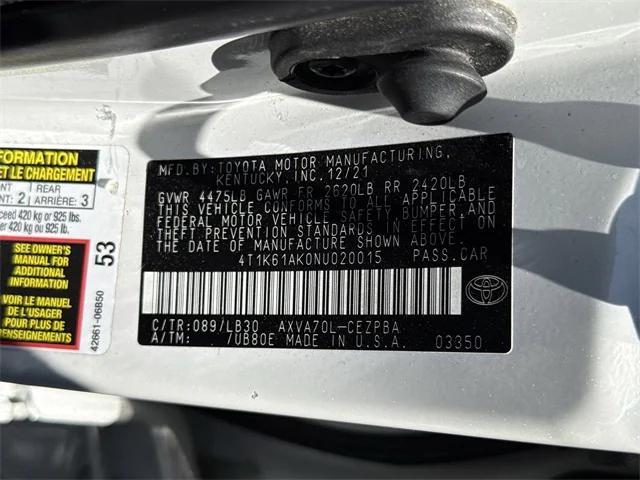 Photo of 2022 White Toyota Camry