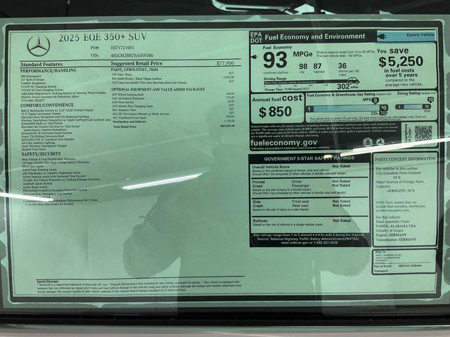 Photo of 2025 Polar White Mercedes-Benz EQE 350+