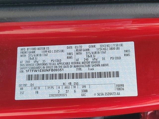 Photo of 2022 Rapid Red Metallic Tinted Clearcoat Ford F-150