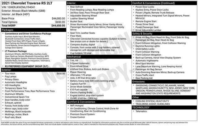 Photo of 2021 Mosaic Black Metallic Chevrolet Traverse