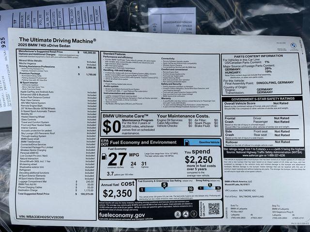 Photo of 2025 Mineral White Metallic BMW 740