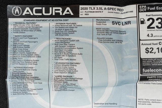 Photo of 2020 Platinum White Pearl Acura TLX