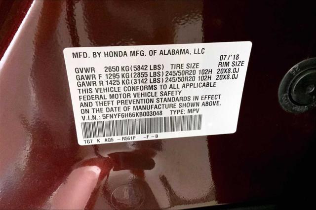 Photo of 2019 Deep Scarlet Pearl Honda Pilot