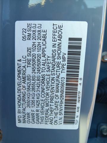 Photo of 2022 Sonic Gray Pearl Honda Pilot